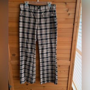 Maeve by Anthropologie Plaid Trousers, Black and Orange, Size 10